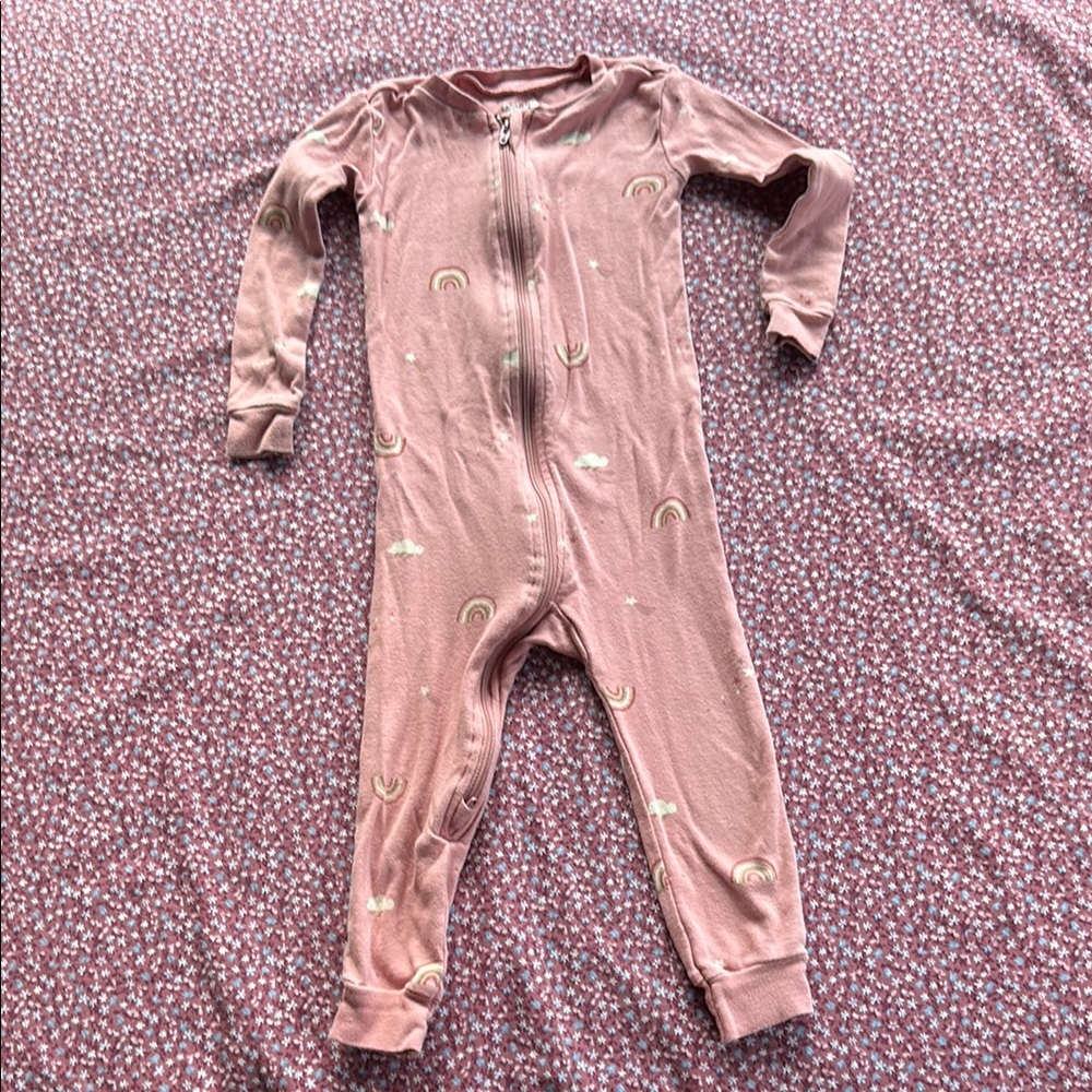 Pellet Pink Kids One Piece with Rainbow Print